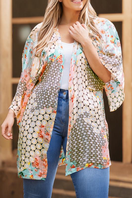 PLUS Mixed Print Kimono