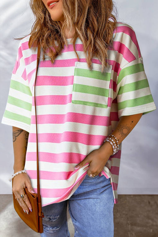 Contrast Patch Drop Sleeve Tee