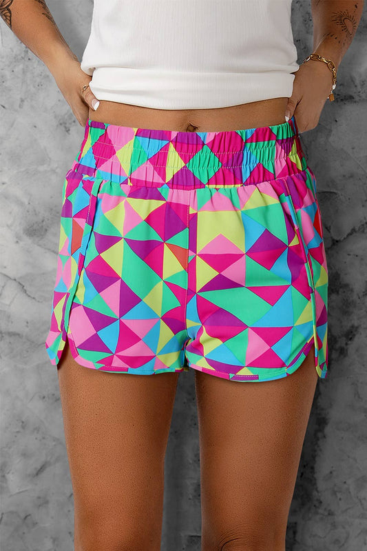 Geometric High Waist Athletic Shorts