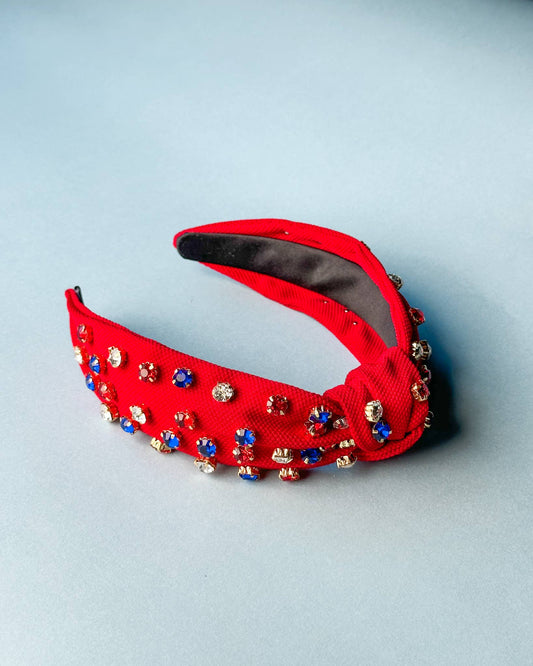 Red Jeweled USA Headband